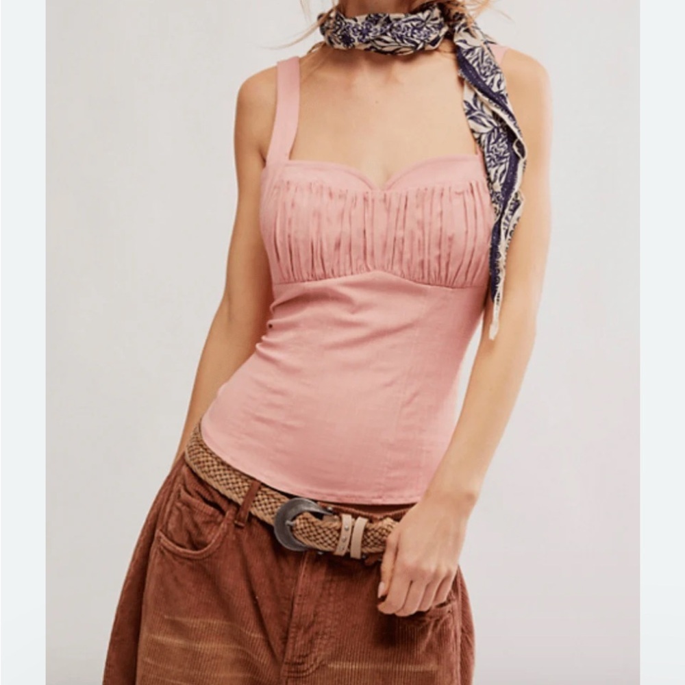 NWT Free People Pink Camisole Toop Sach Corset Size L